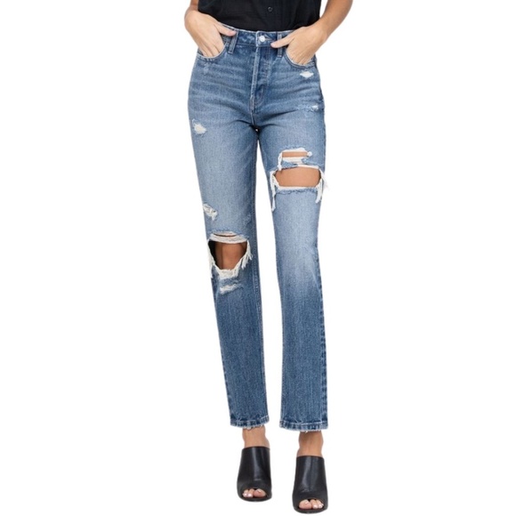 Flying Monkey Denim - Super High Rise Straight Jeans